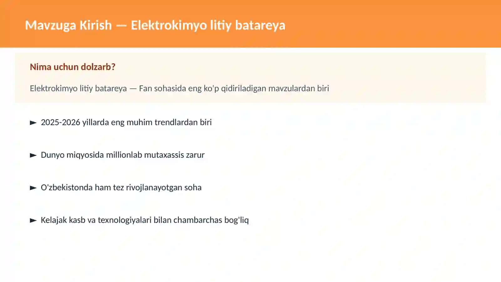 Elektrokimyo litiy batareya 2