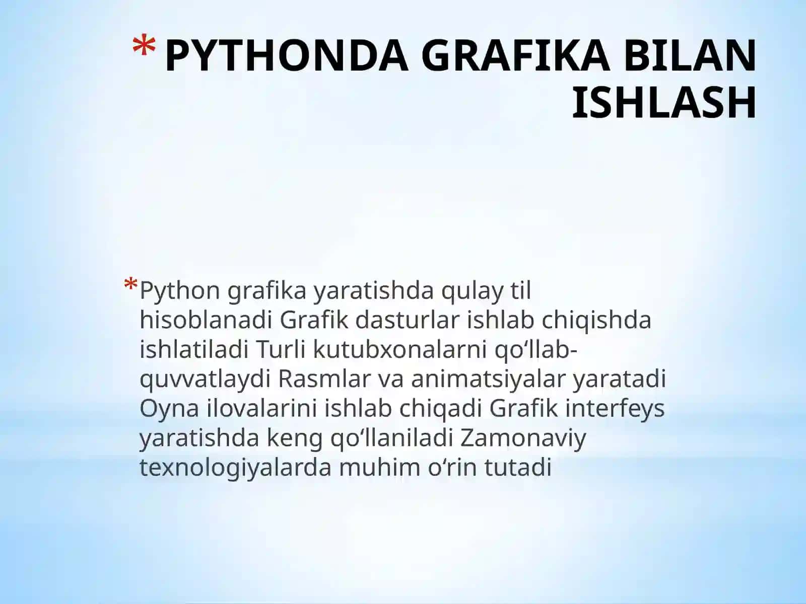 Pythonda dasturlash tilida grafika 2