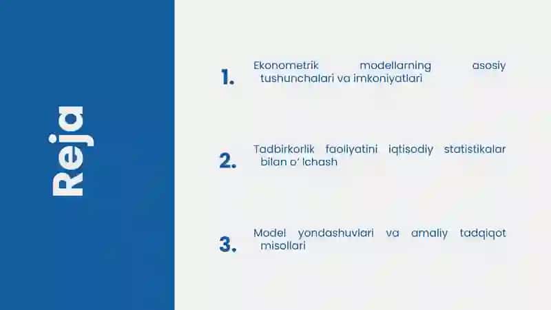 Ekonometrik Modellarning Asosiy Tushunchalari 2