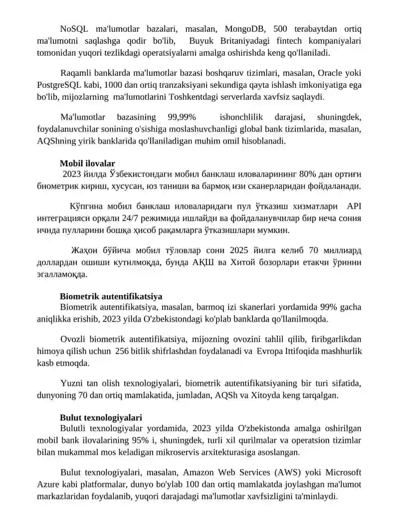 Raqamli bank ishida qo'llaniladigon texnalogiyalar 2