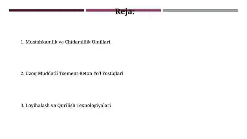 Uzoq Muddatli Tsement-Beton Yo'l Yostiqlari 2