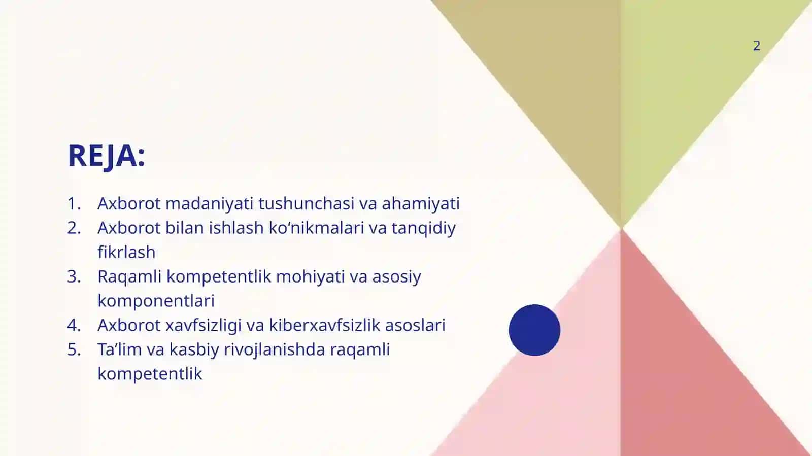 Axborot madaniyati va raqamli kompetentlik 2