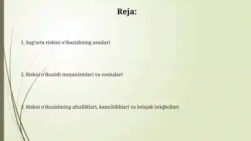 Sug'urta riskini o'tkazishning asoslari 2