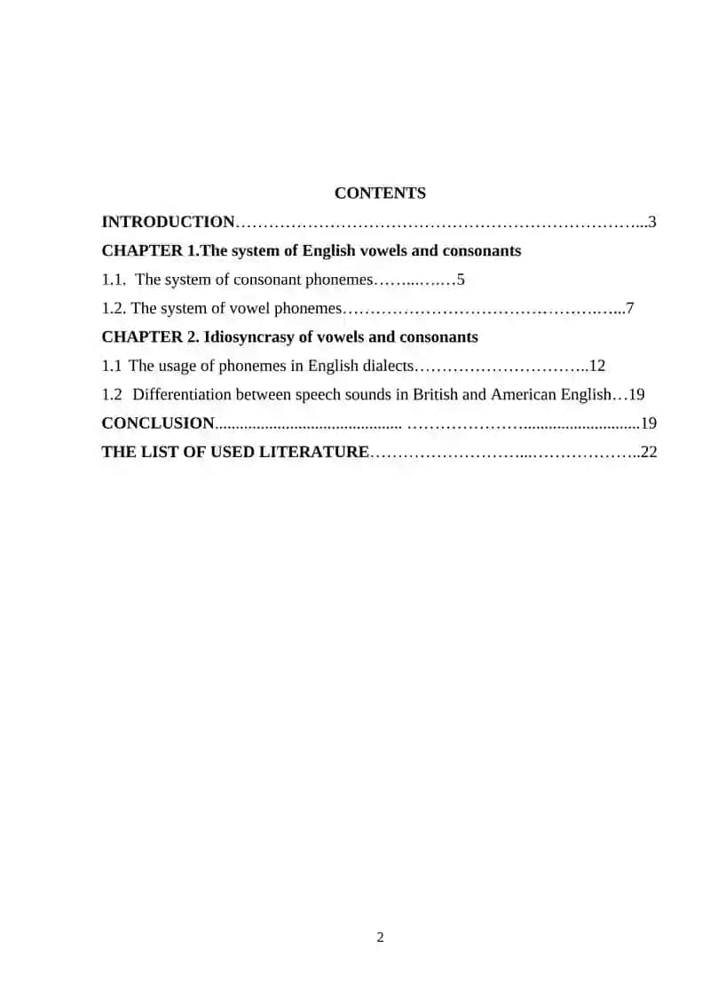 Course Paper: The system of English phonemes 2