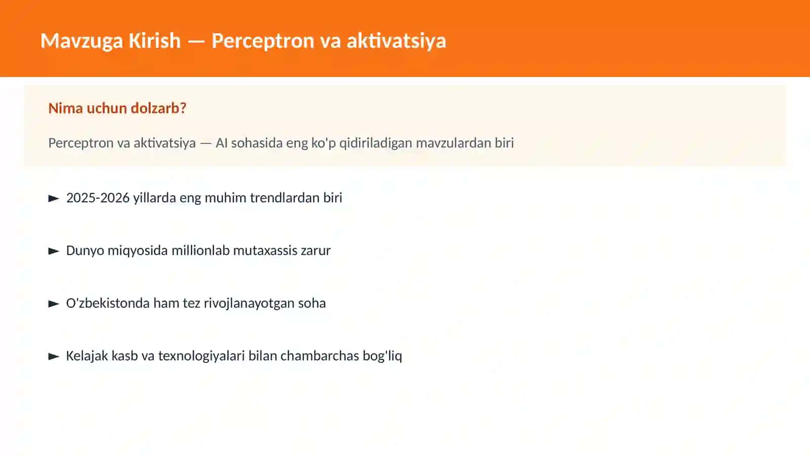 Perceptron va aktivatsiya 2