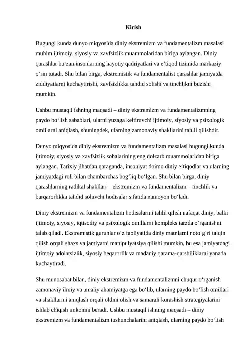 DINIY EKSTREMIZM VA FUNDAMENTALIZMNING PAYDO BO‘LISHI VA OMILLARI 2