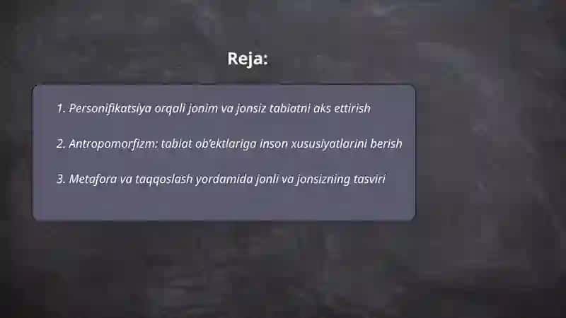 Jonim va jonsiz tabiatda aks ettirish shakllari 2