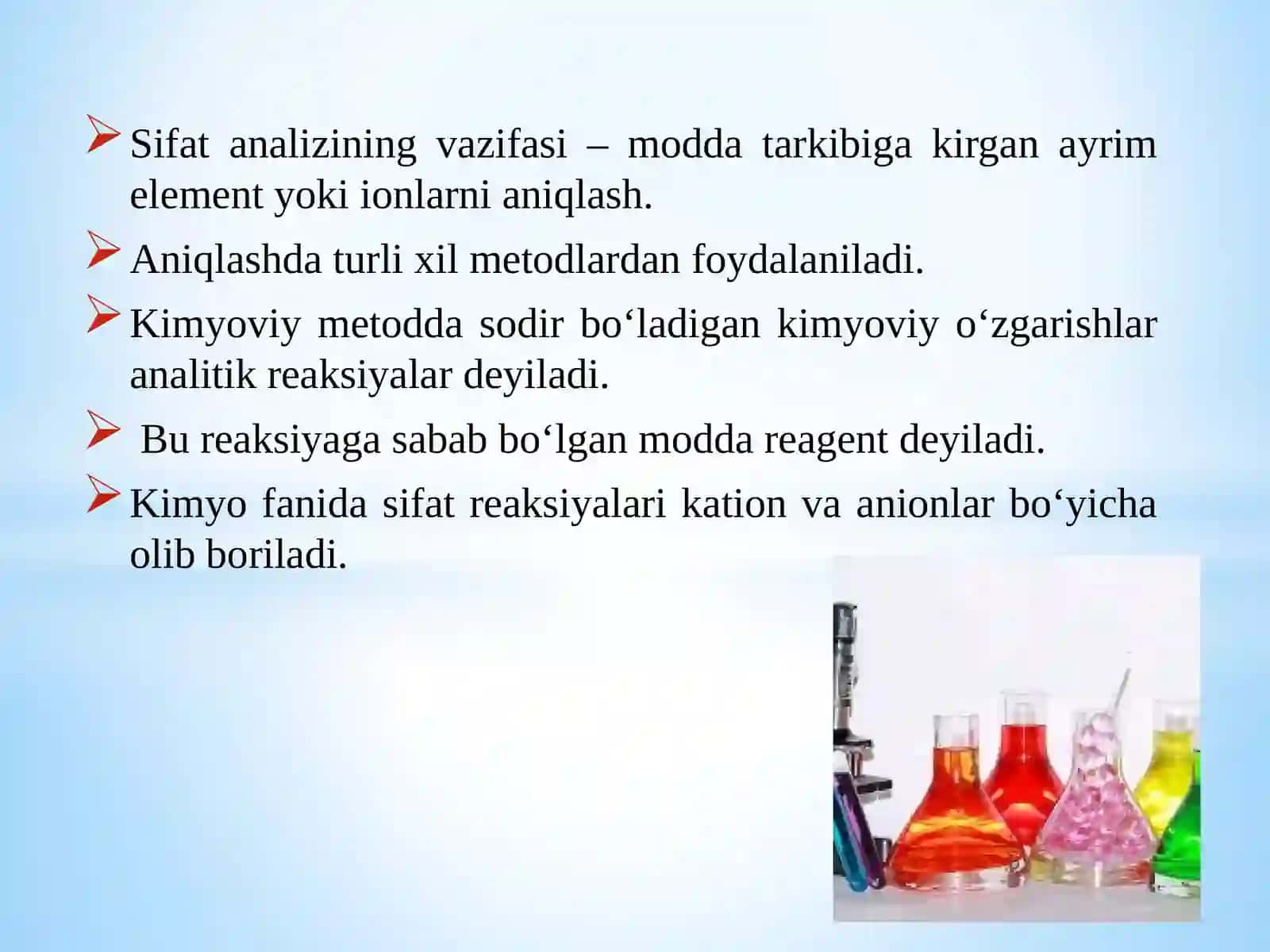 Sifat reaksiyalarini o'tkazish 2