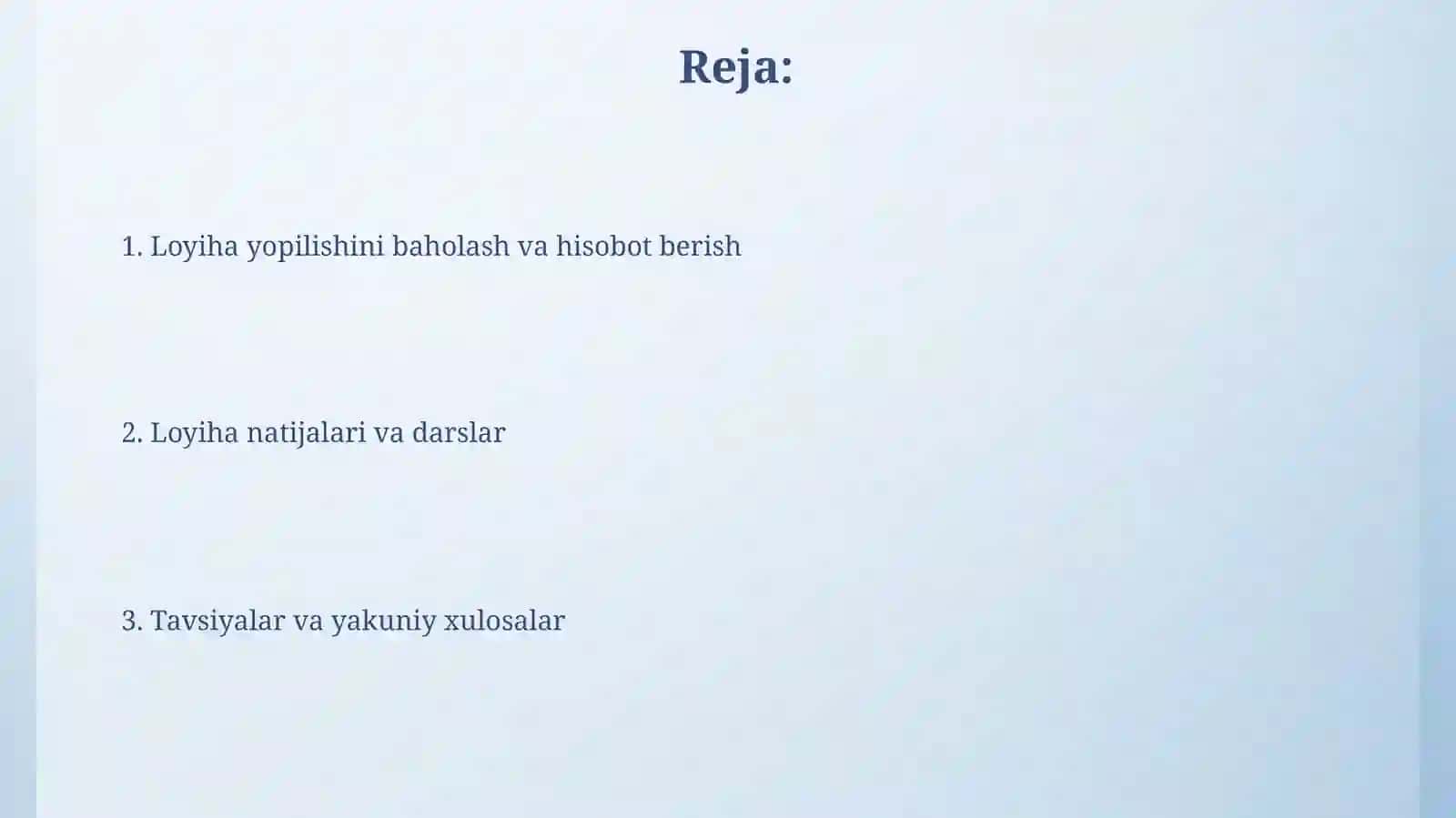 Yakunlash baxolash va natijalar 2