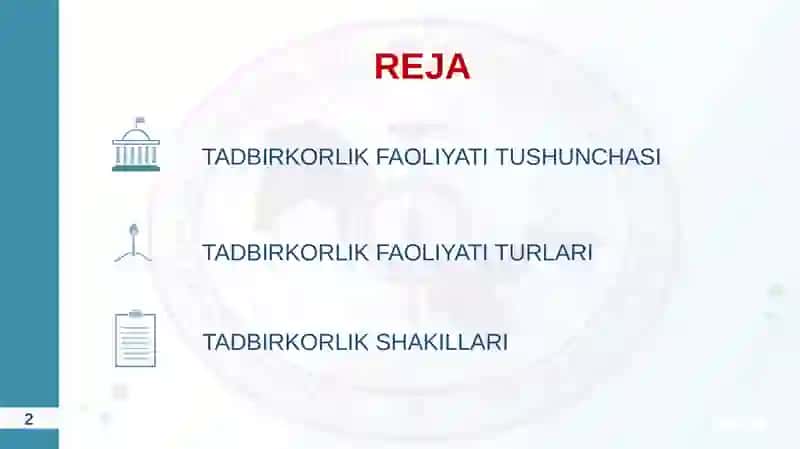 Tadbirkorlik faoliyati turlari 2