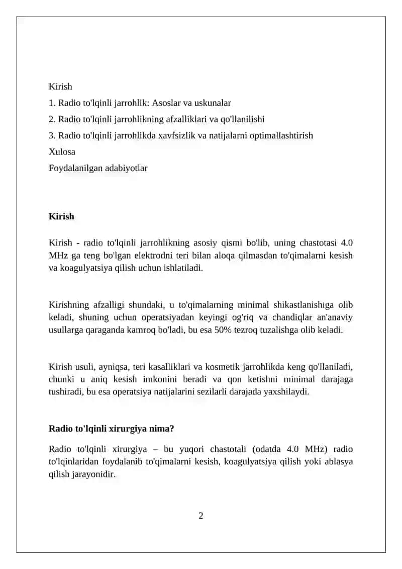Radioto'lqinli jarrohlik 2