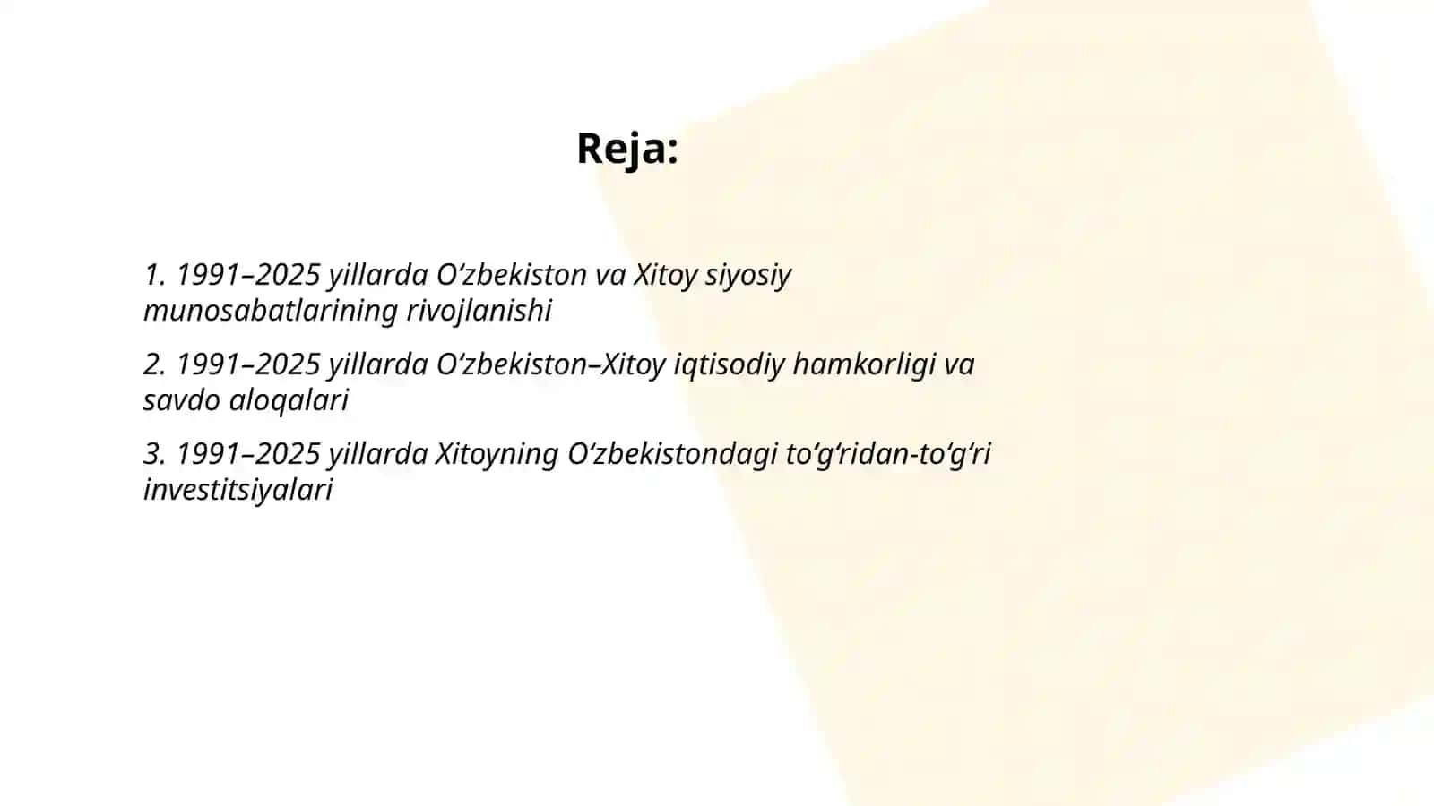 1991-2025 yillada O‘zbekiston va Xitoy taraqqiyoti 2