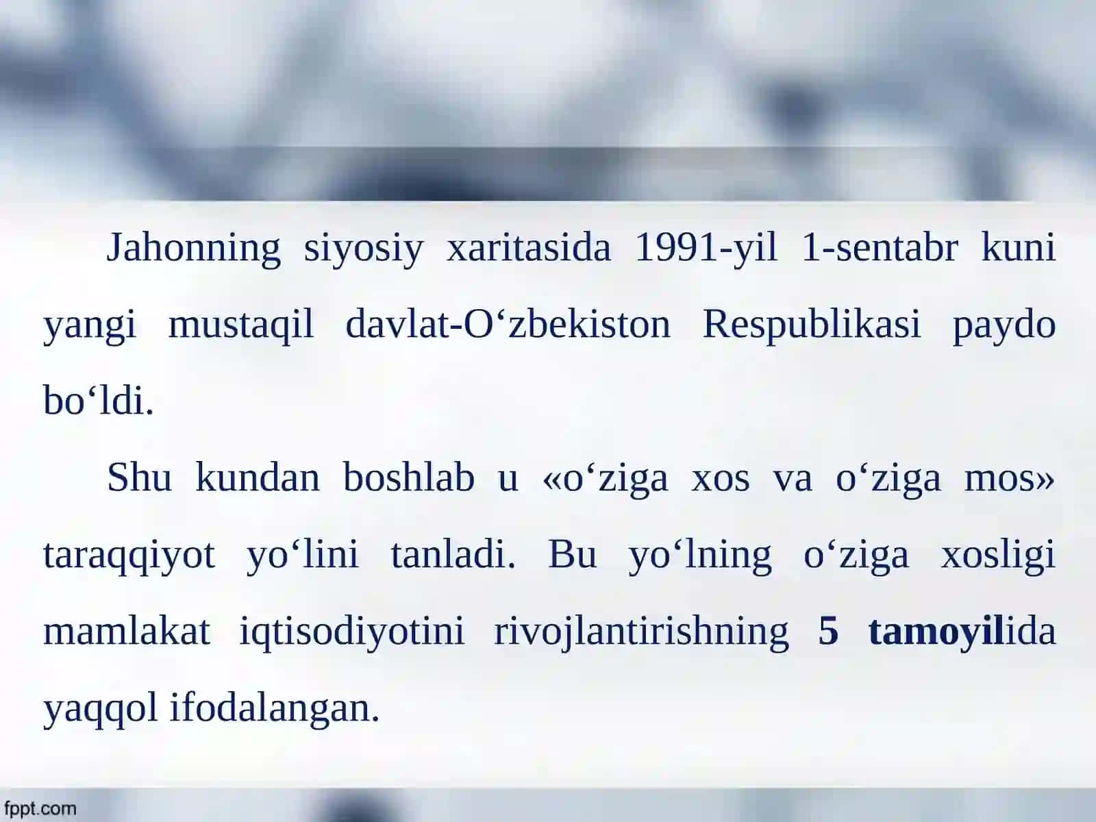 O‘ZBEKISTON MILLIY IQTISODIYOTINING TUZILISHI 2
