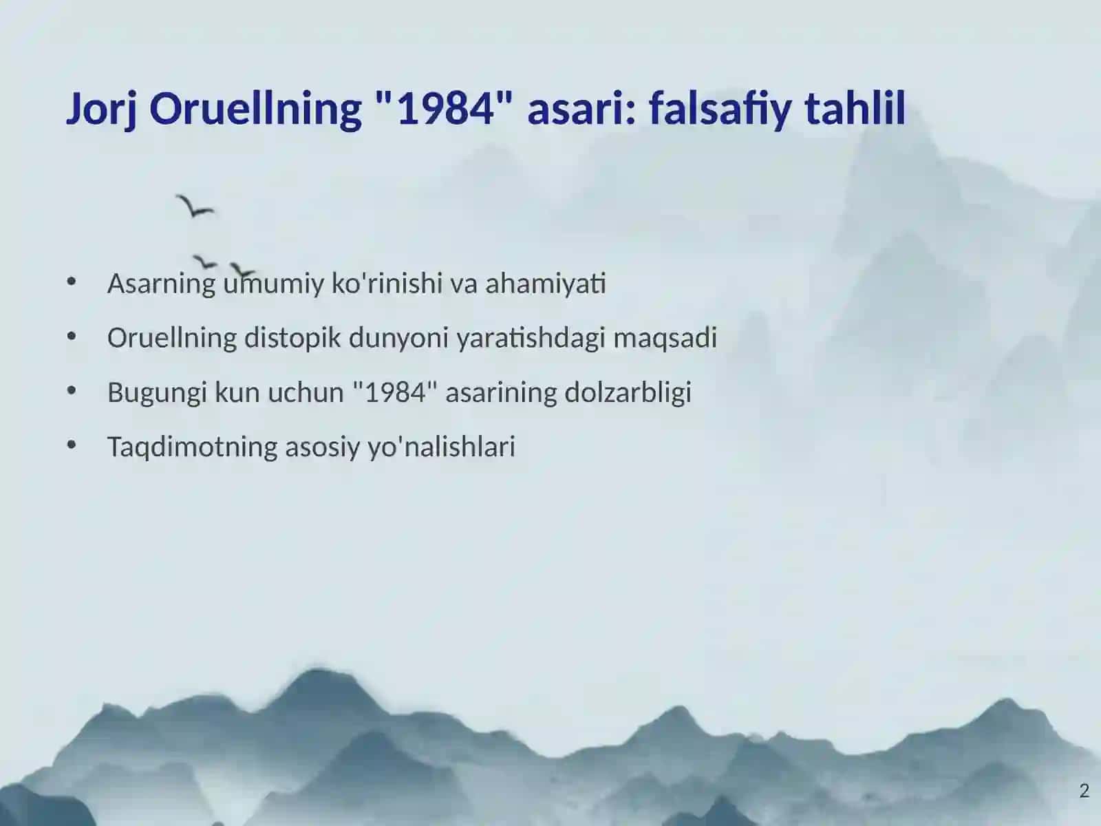 Jorj Oruellning "1984" Asari 2