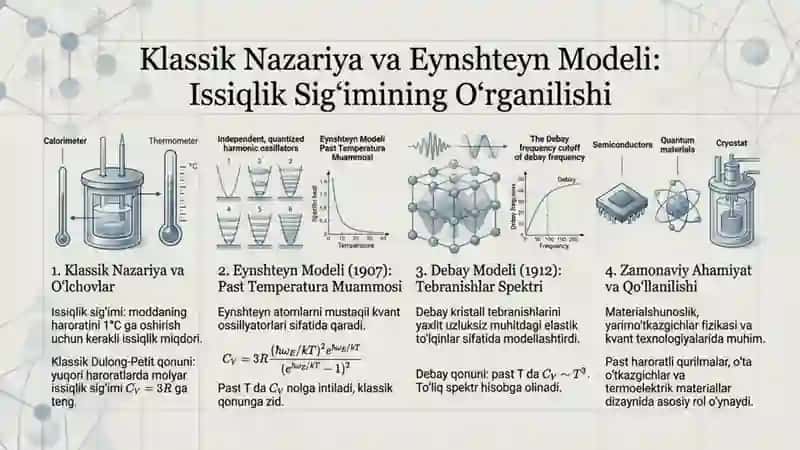 Qattiq jismlarning issiqlik sigtimi. Eynshteyn va Debay nazariyalari. 2