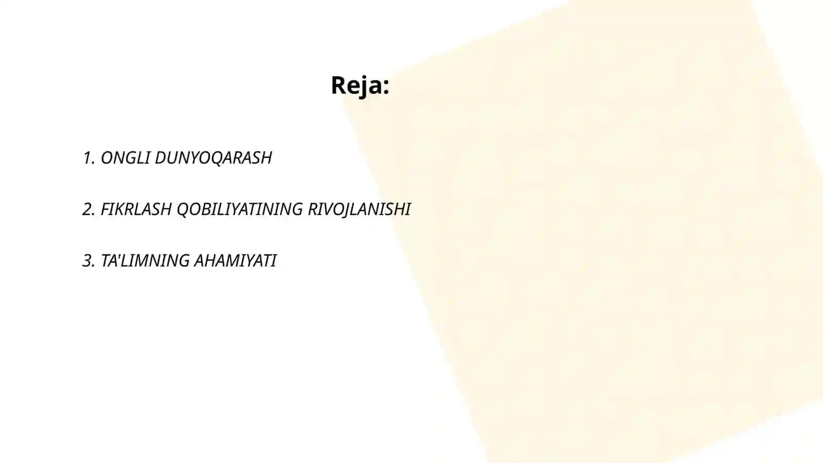 ONGLI DUNYOQARASH 2