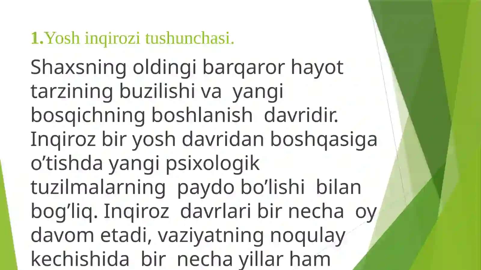 Rivojlanishdagi yosh inqirozlari 2