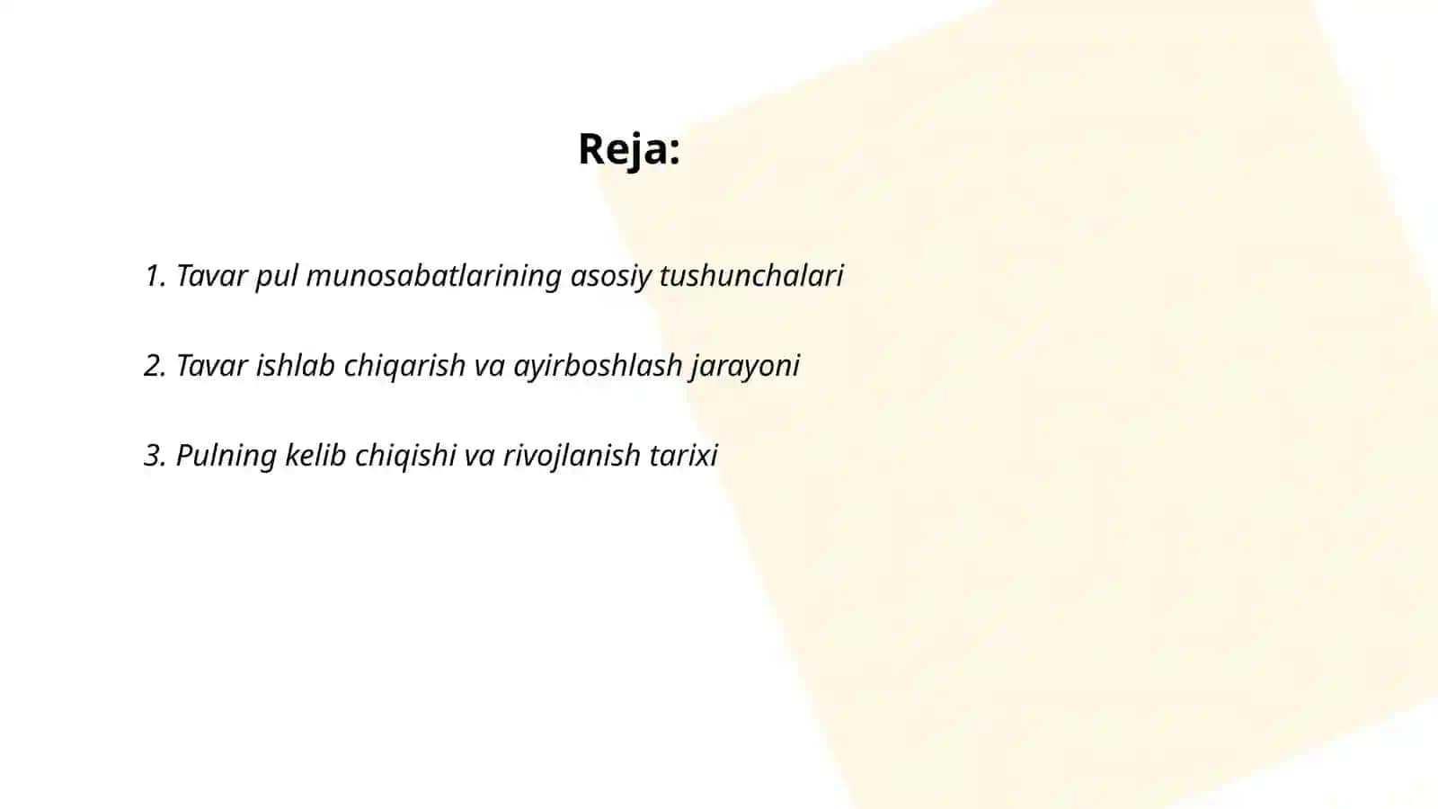Tavar pul munosabatlari 2