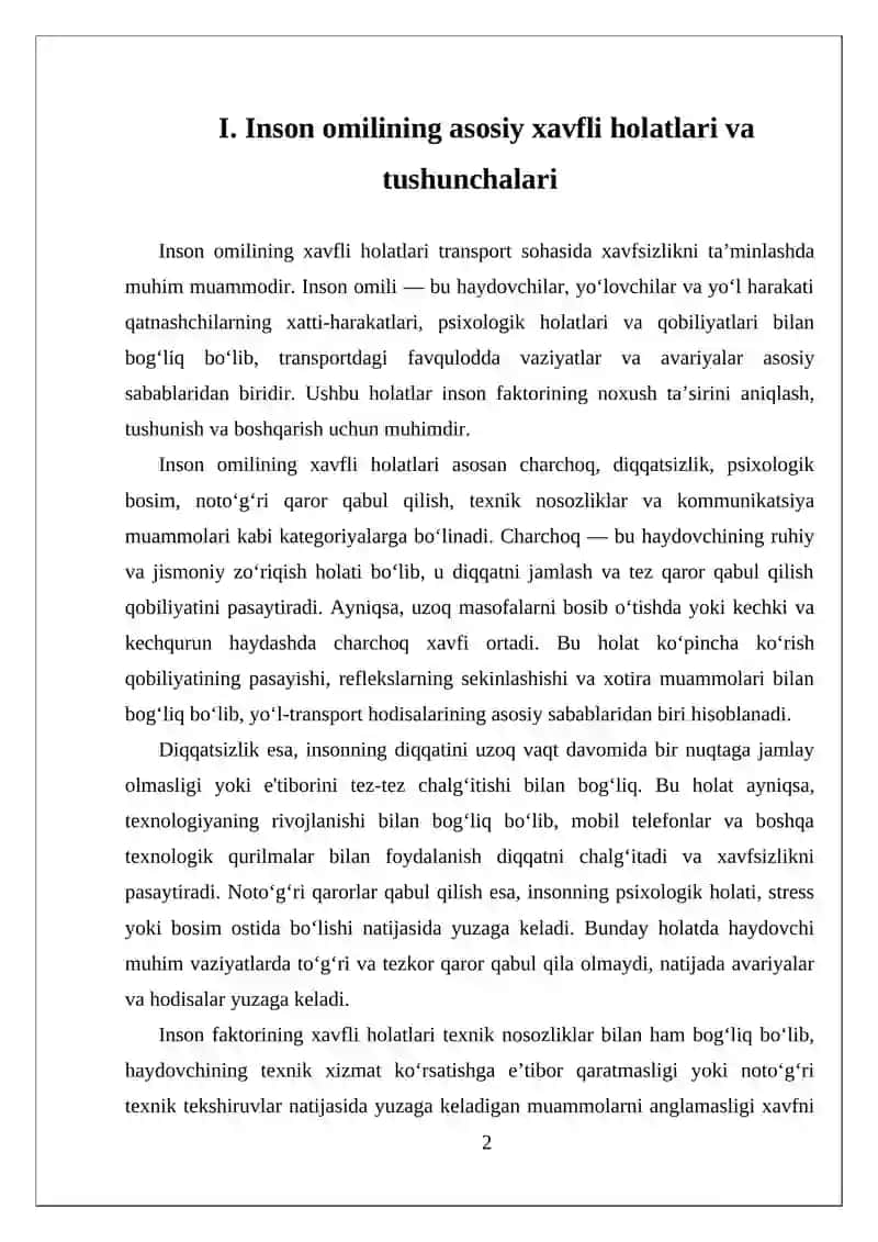 Transportda inson omilining taʼsiri 2