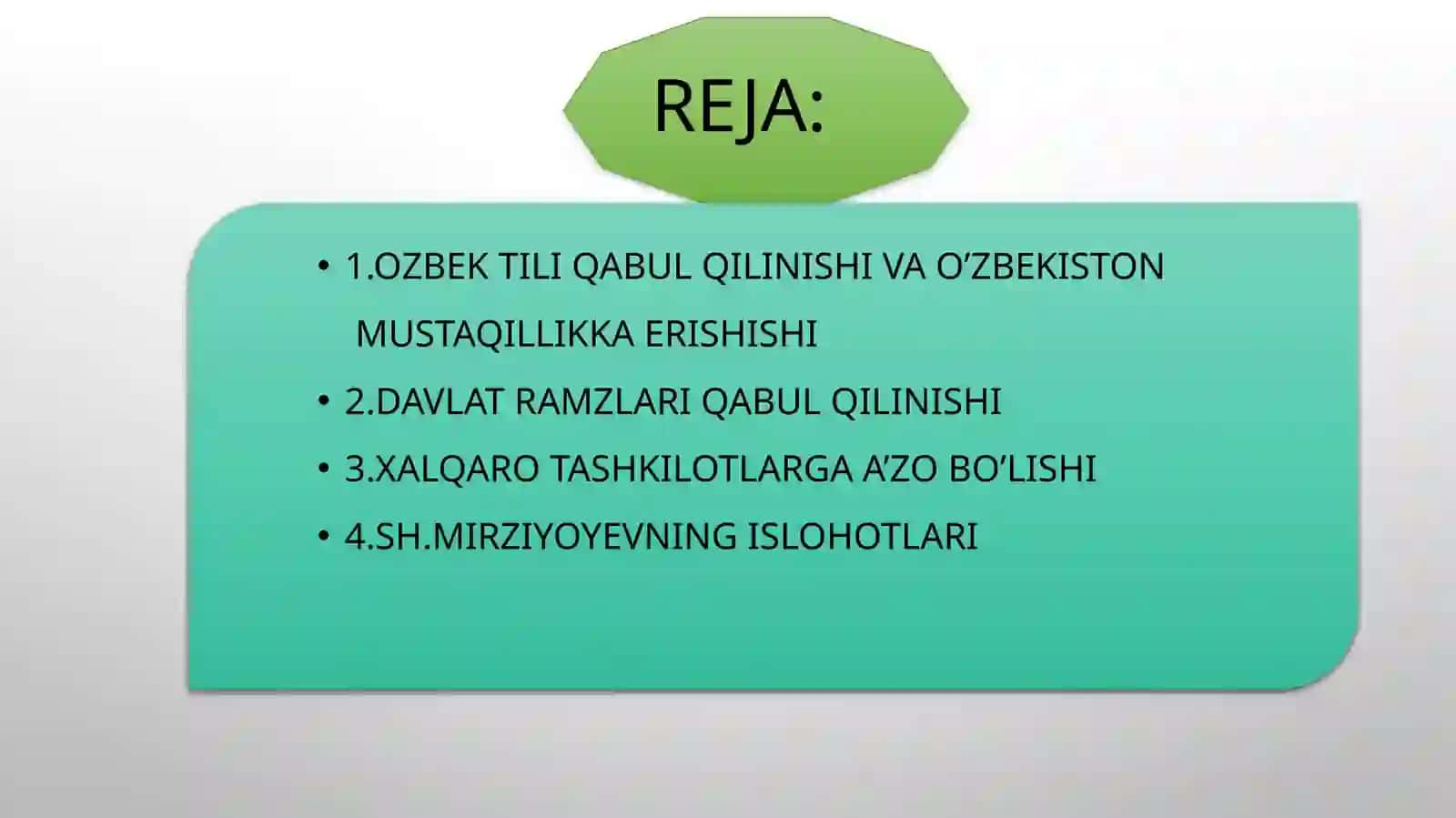 MUSTAQILLIK YILLARIDAN HOZIRGIYANGI O’ZBEKISTONGACHA 2