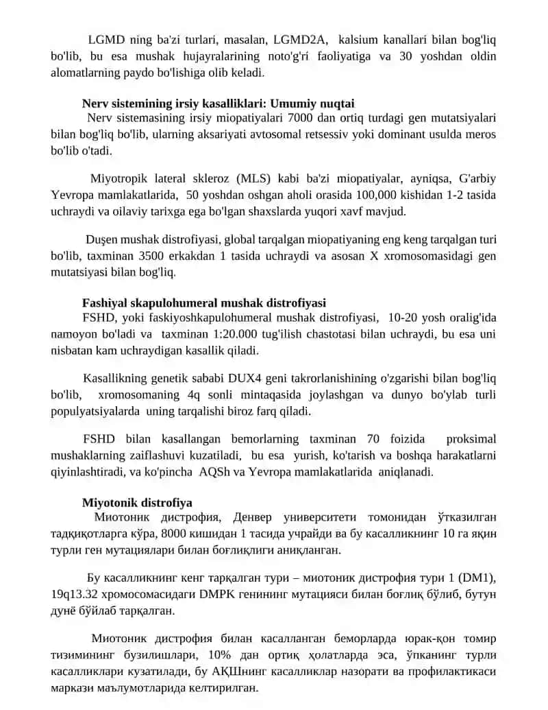 Asab tizimining (miopatiyalar ) nasli kasalliklar 2