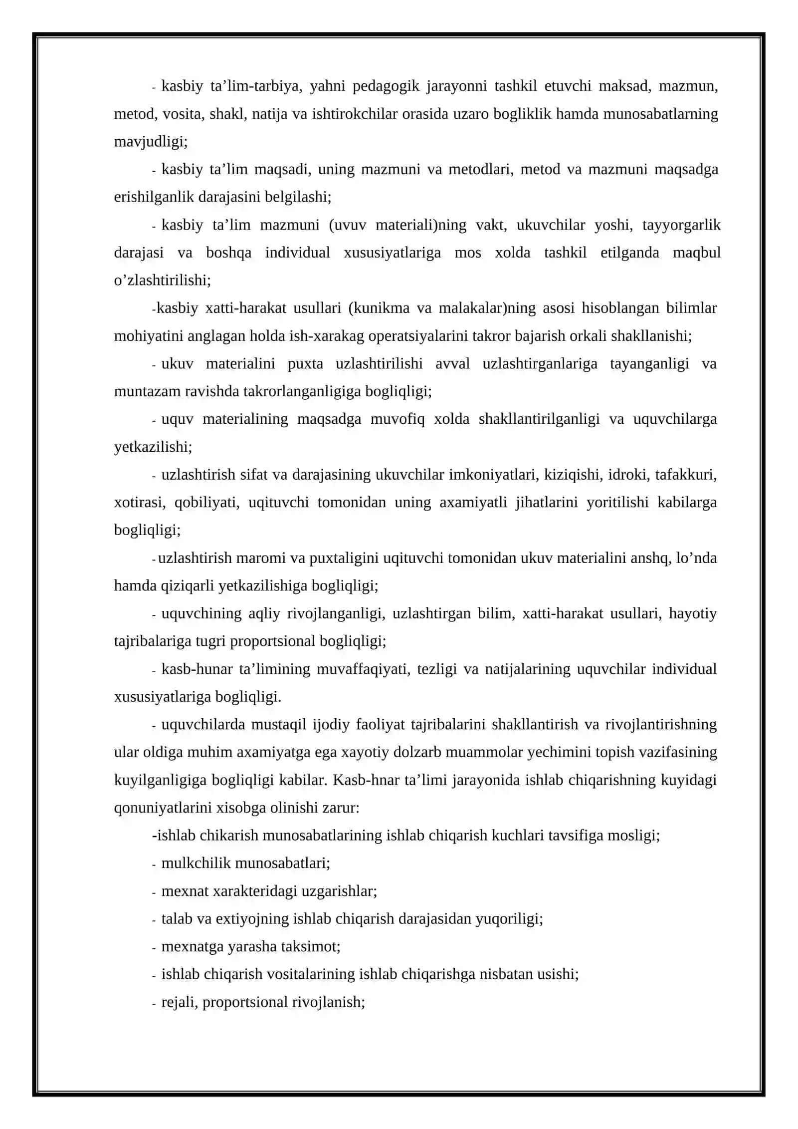 Kasbiy ta’limning qonuniyatlari va tamoyillari 2