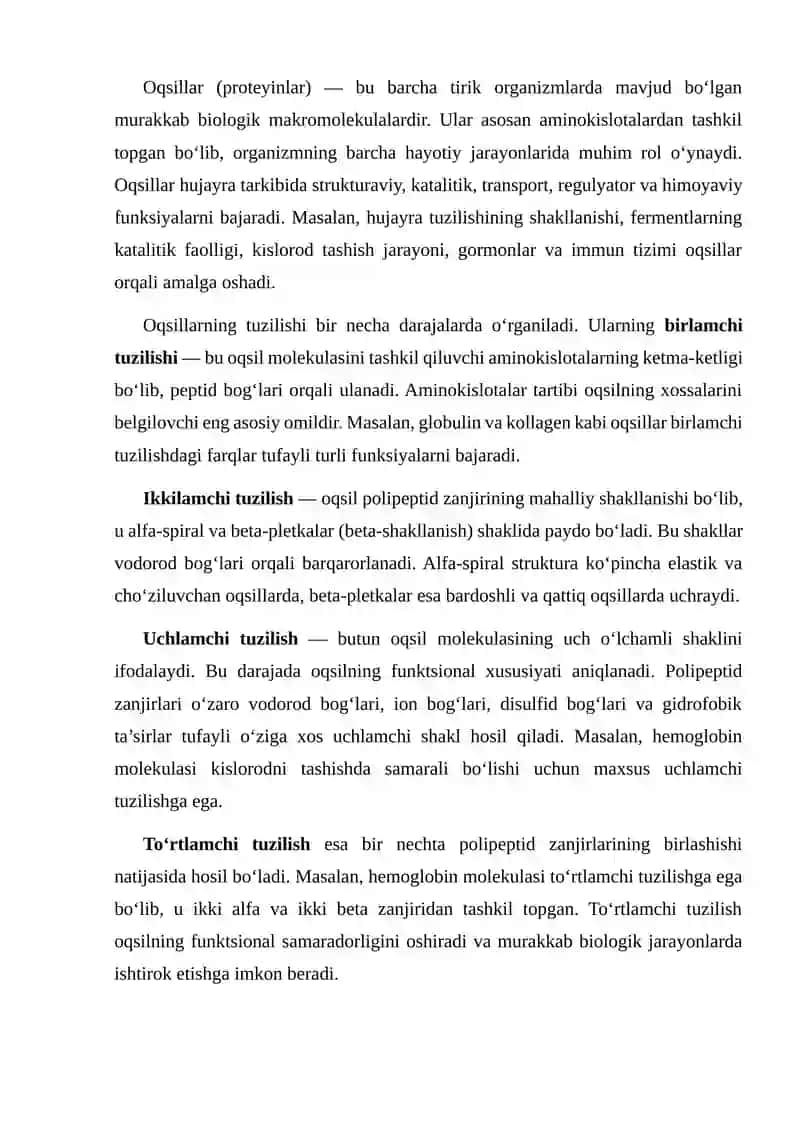 Oqsillar va ularning tuzilishi 2