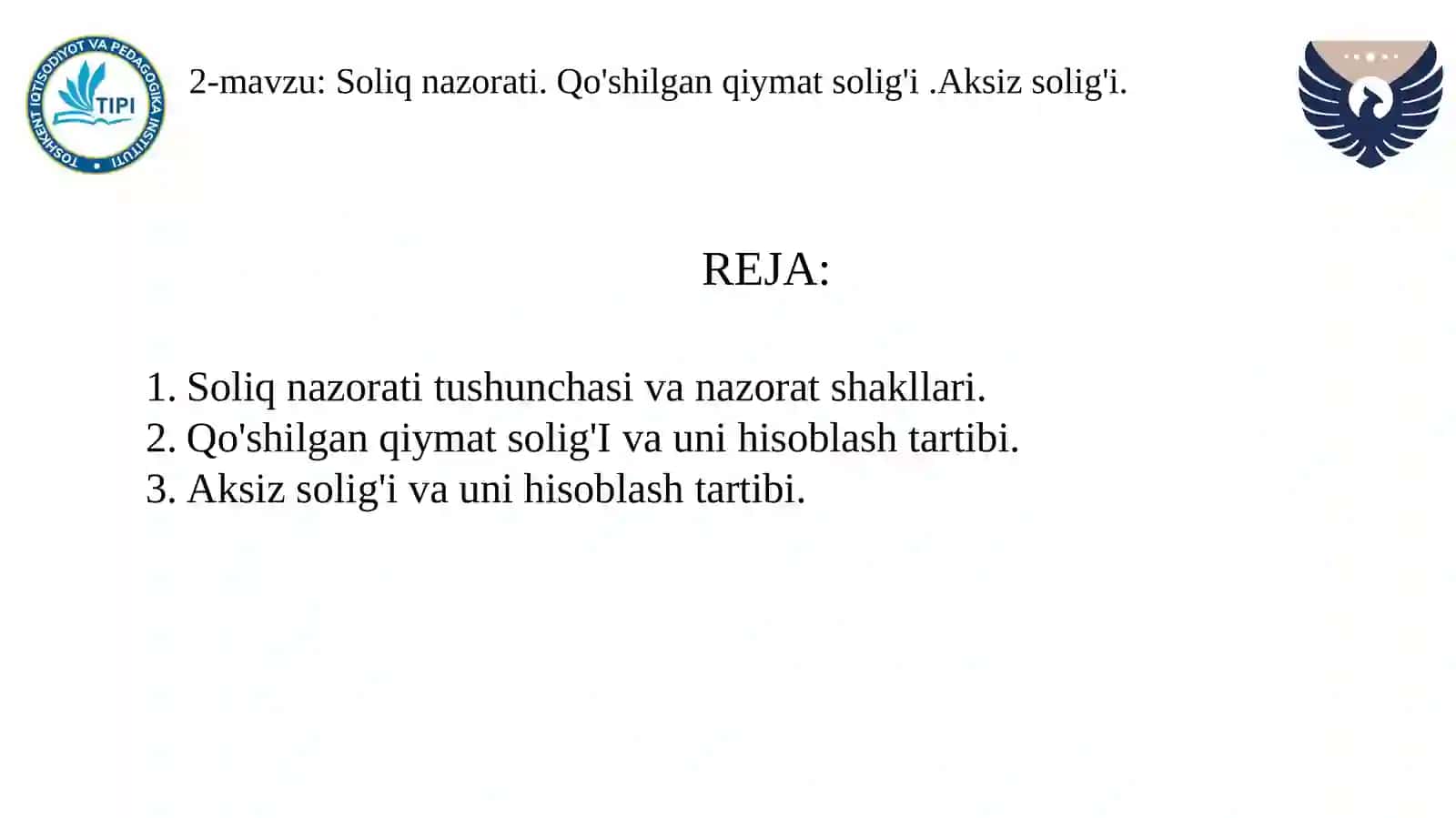 Soliqlar va soliq tortish fani 2