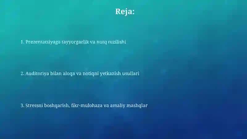 Taqdimot tayyorlash va notiqlik mahoratini rivojlantirish 2