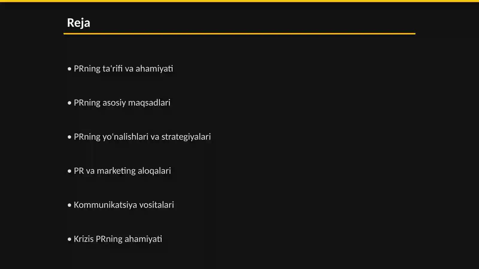 PRning asosiy maqsad va yo'nalishlarini yoritib bering 2