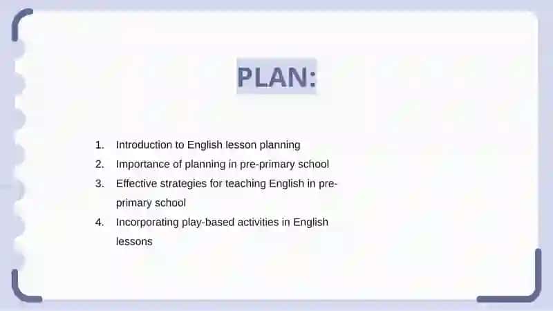 English lesson planning in pre and primary school 2