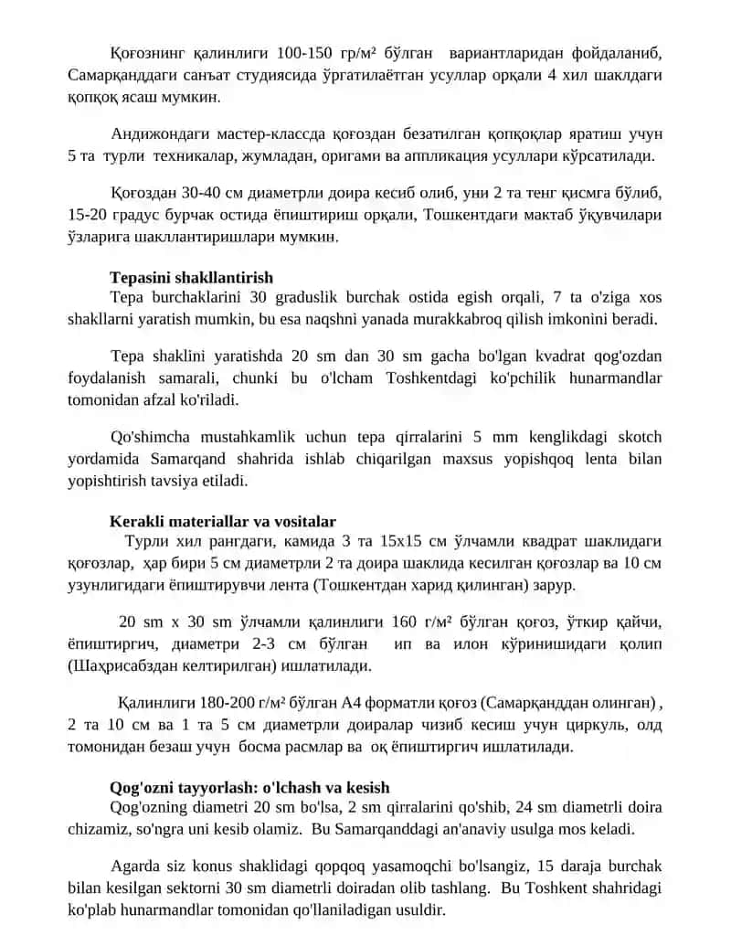 Qogʻozdan doʻppi shaklini yasash 2