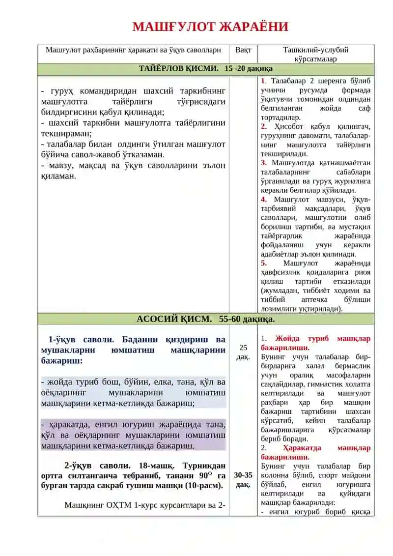 Мавзу 5: Чаққонлик сифатларини шакллантириш 2