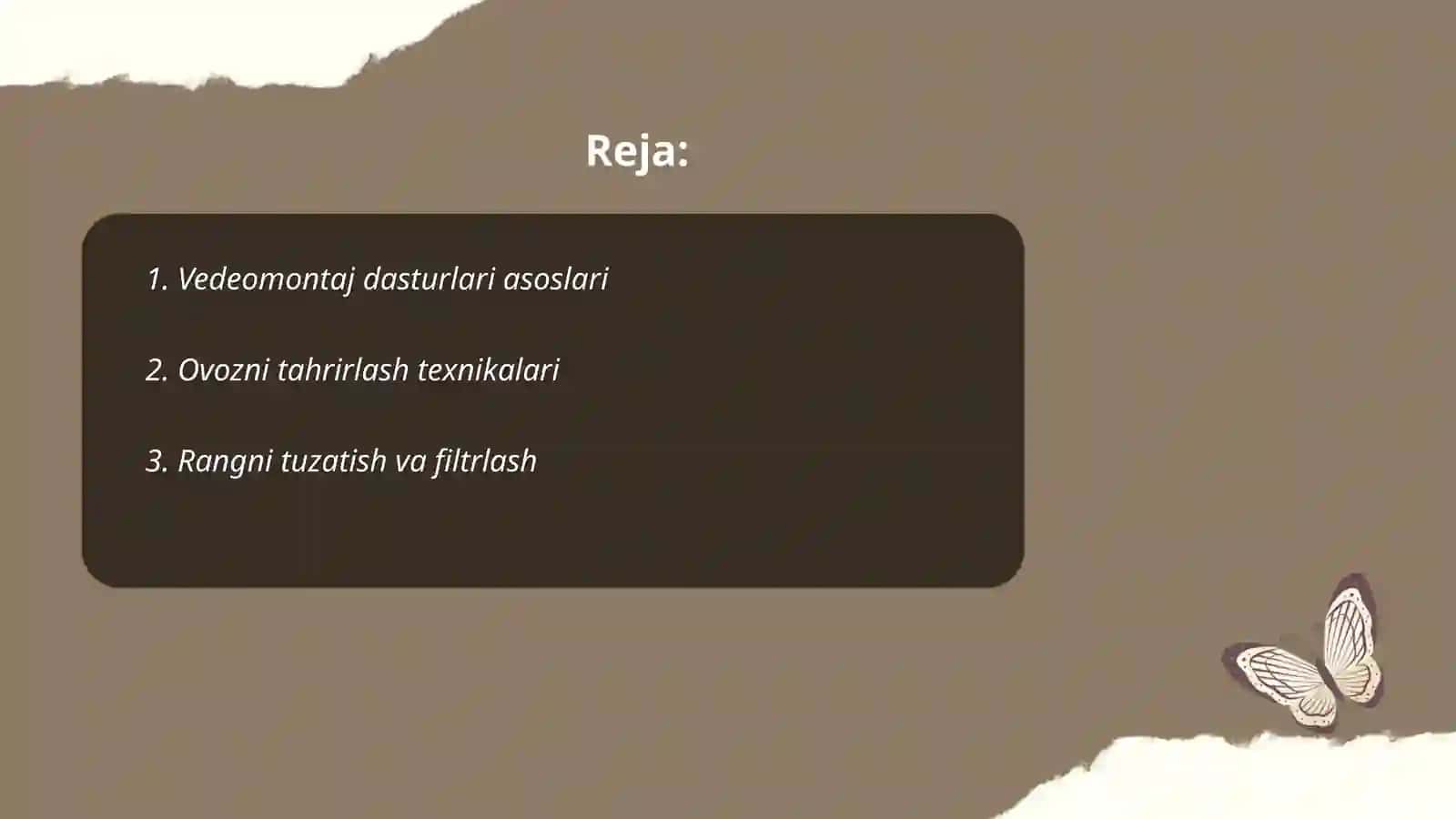 Ovoz va video lavhalarga ishlov berish Vedeomontaj dasturlarida ishlash 2