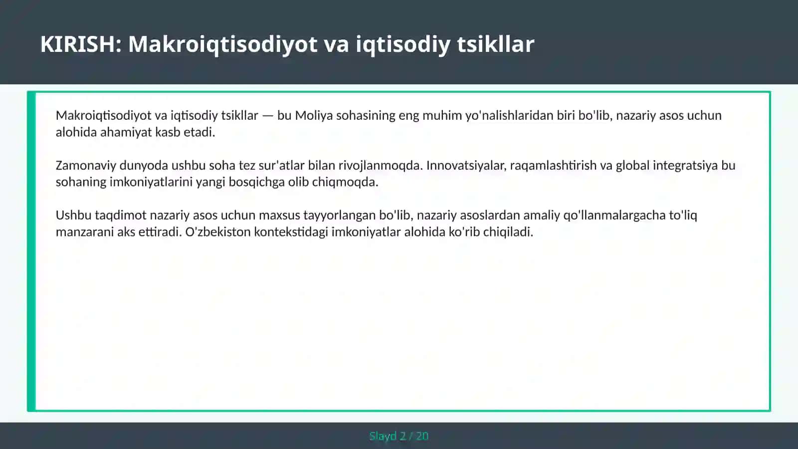 Makroiqtisodiyot va iqtisodiy tsikllar 2