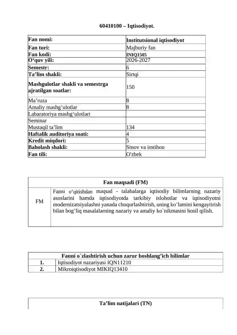 Institutsional iqtisodiyot 2