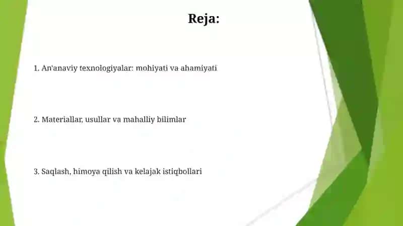An'anaviy texnologiyalar 2