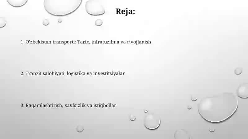 Uzbekistan transiporti va unig rivojlanishi 2