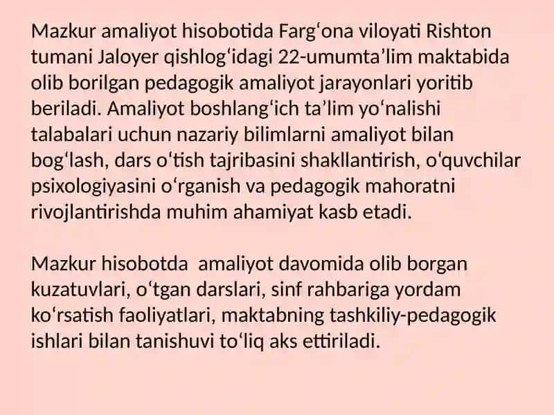 Amaliy ishlar/Boshlangʻich taʼlimIBROXIMOVA SADOQATXON 2