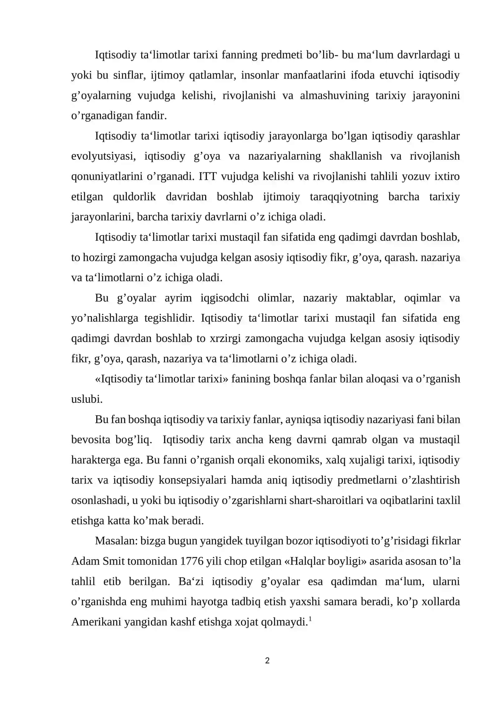 Iqtisodiy ta'limotlar tarixi 2