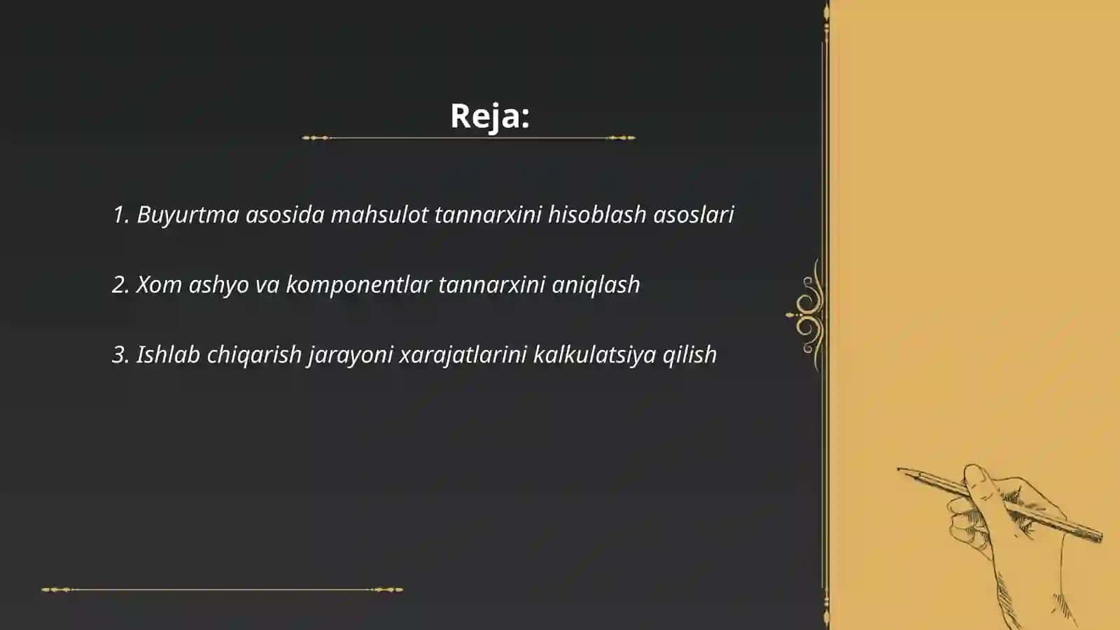 Mahsulot tannarxini kalkulatsiya qilishning buyurtmali usuli 2