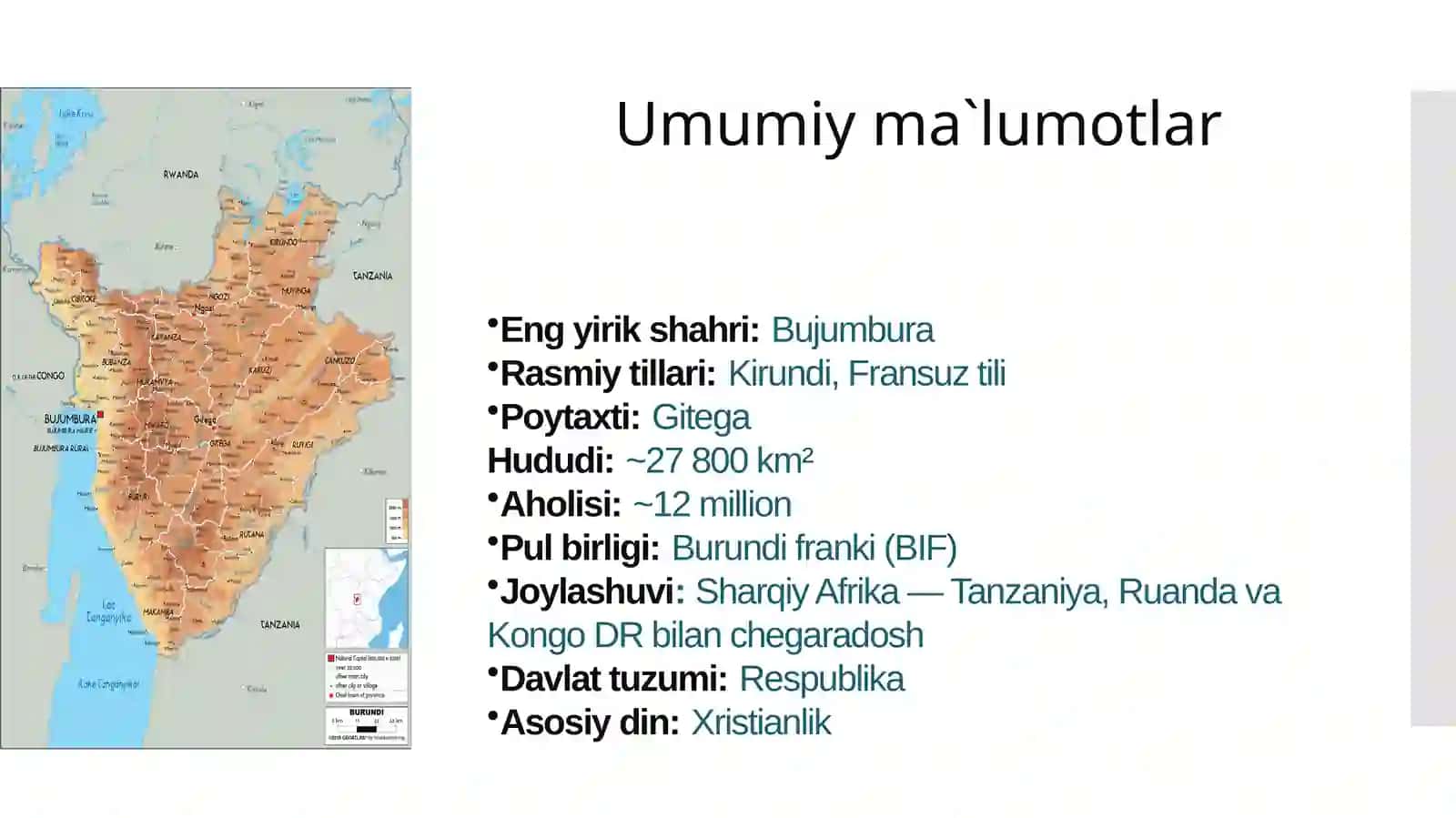 Burundi Respublikasining Ijtimoiy Rivojlanishini Qonuniyatlari 2