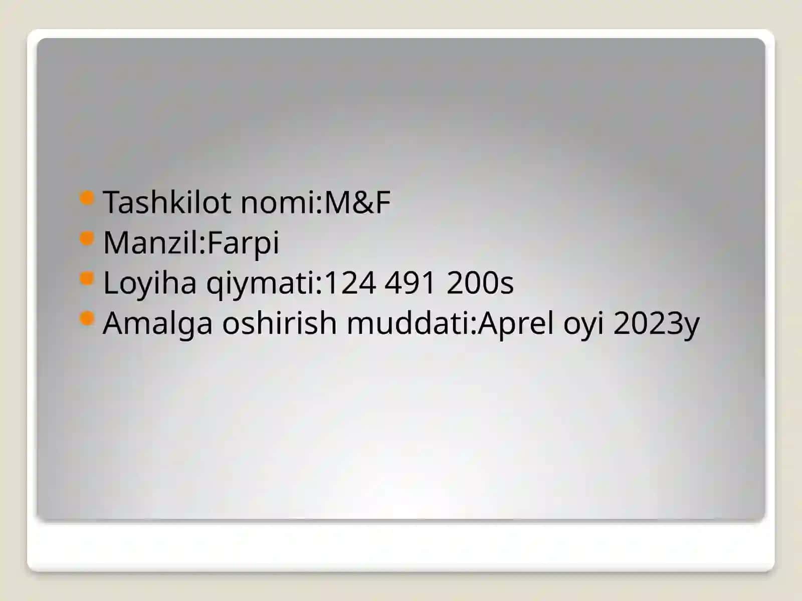 Biznes jarayonlarni loyixalash 2