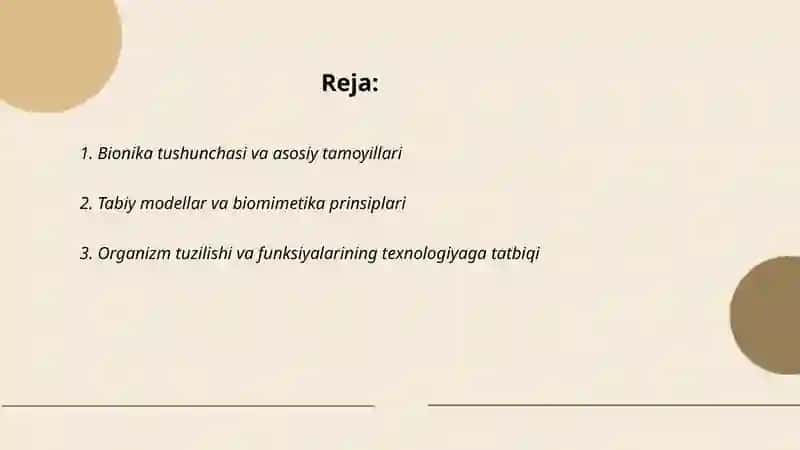 Bionika asoslari va uning inson hayotidagi oʻrni 2