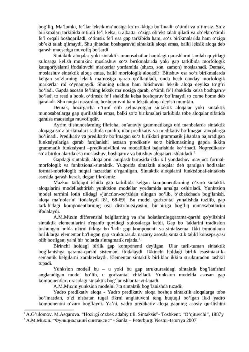 ZAMONAVIY STRUKTUR SINTAKSISDA SINTAKTIK ALOQALAR XUSUSIDA 2