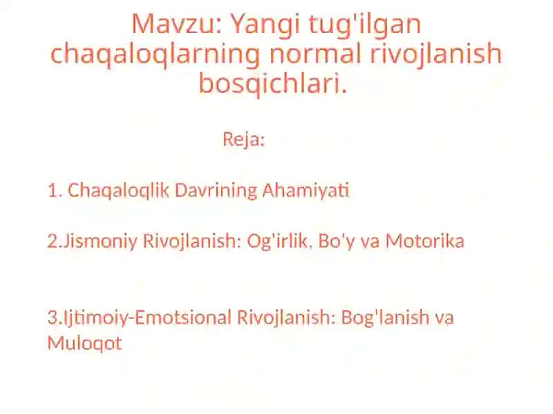 Chaqaloqlar rivojlanishi 2