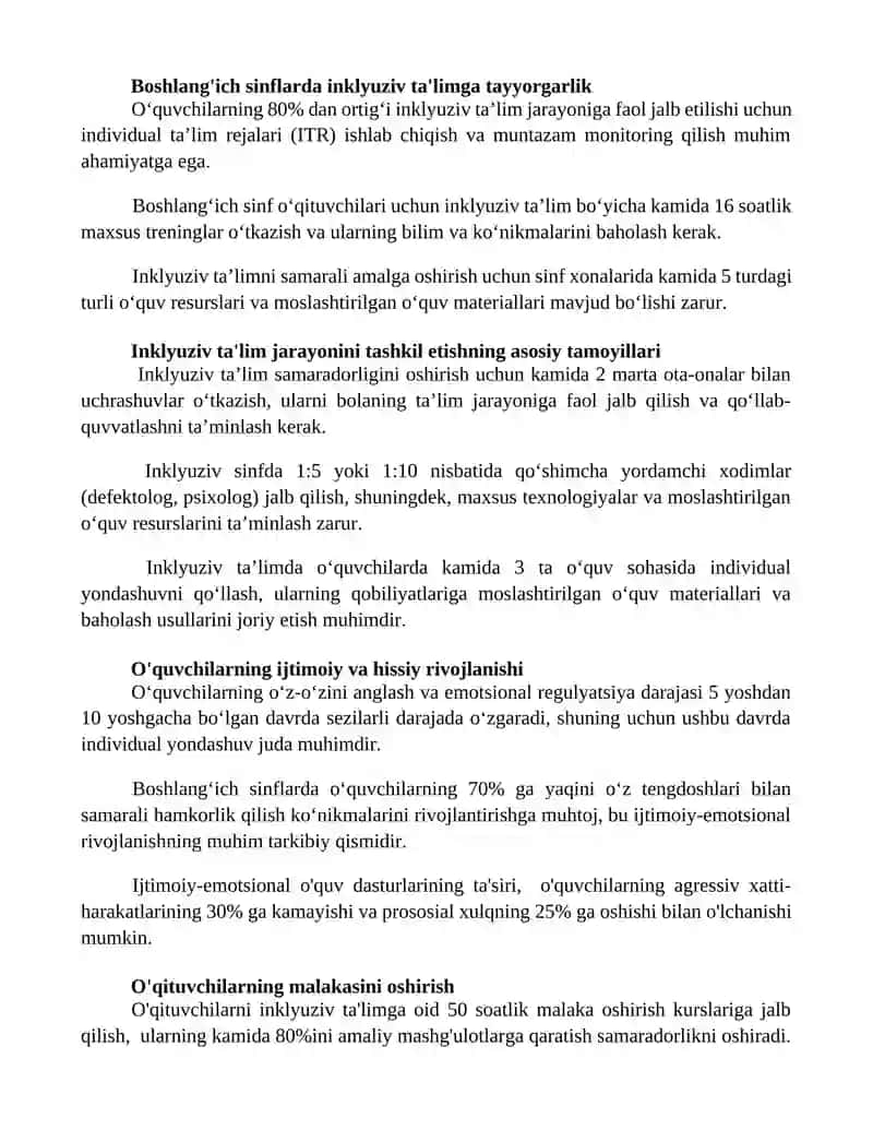 Boshlangʻich sinflarda inklyuziv ta'lim jarayonini tashkil etish xususiyatlari 2