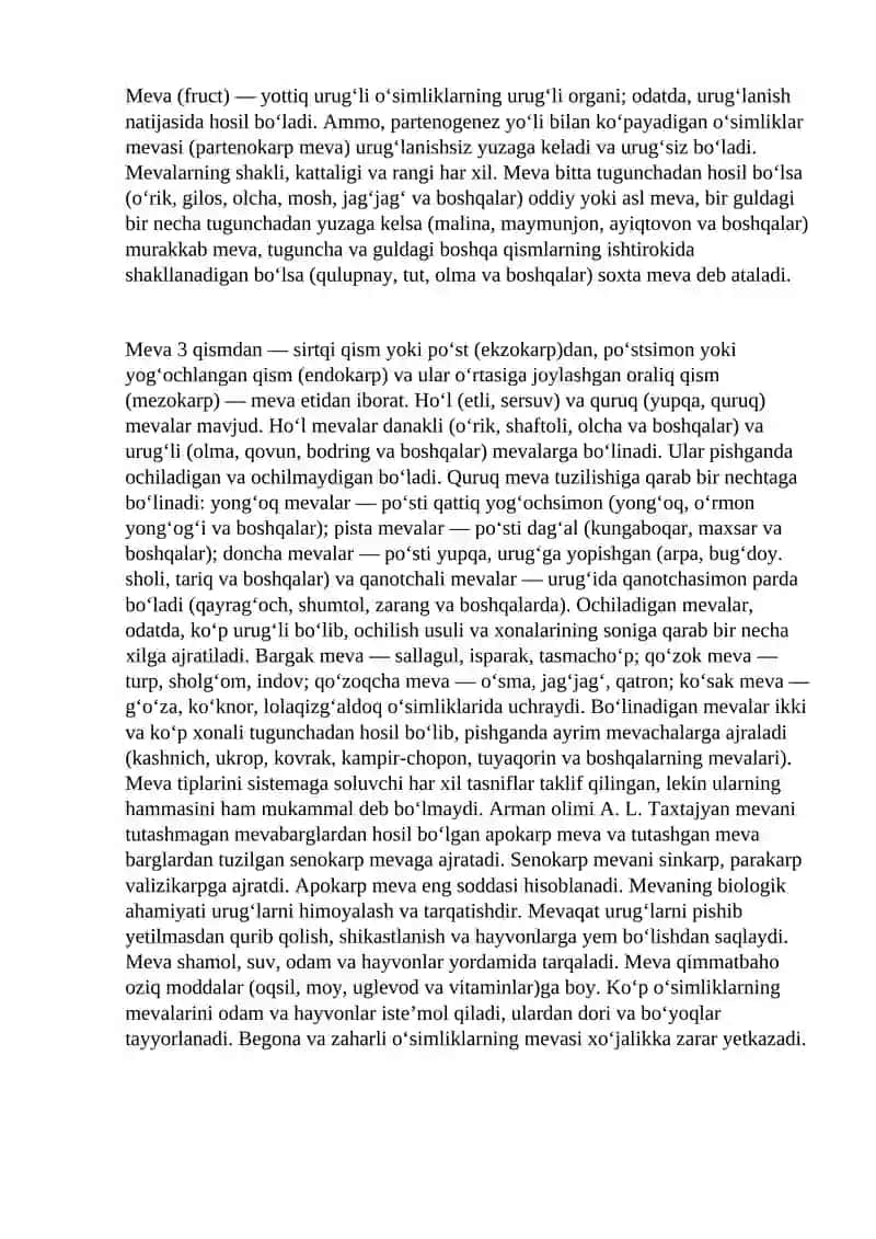 Urug' va mevaning tuzilishi 2