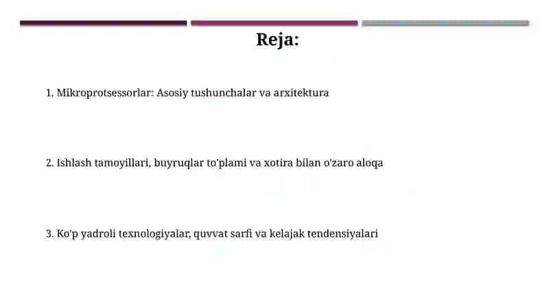 Mikroprotsessorlar: Asosiy tushunchalar va arxitektura 2
