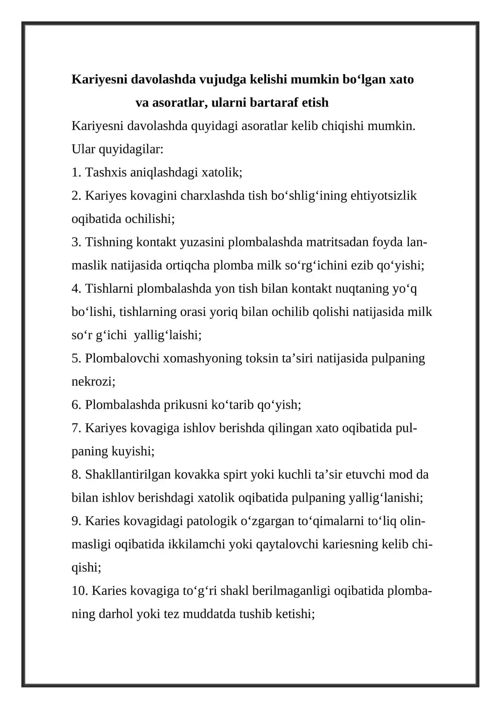 IVsinflar karies kovaklarini charxlash va plombalash 2